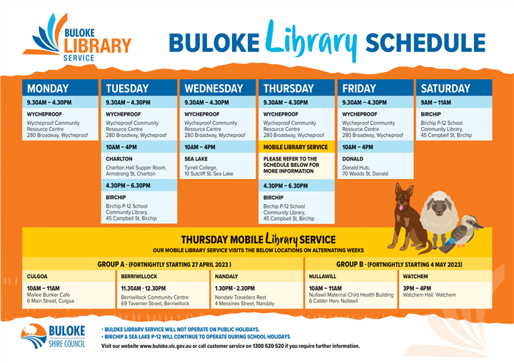 Updated Buloke Library Schedule