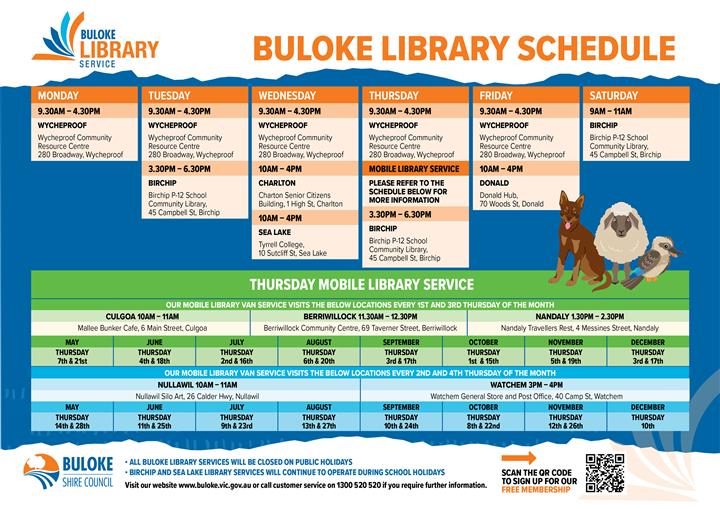 Buloke Library Schedule update 2026